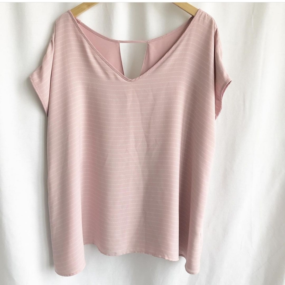 No brand tag, soft pink and white stripe top